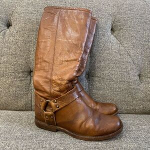 Frye Phillip Harness Tall Brown Boots Women’s Size 6.5